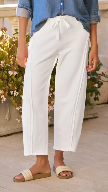 Frank & Eileen Bibi Barrel Leg Sweatpant in Triple Terry White