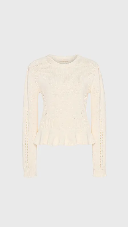 Ulla Johnson Aurelie Long Sleeve Peplum Pullover in Cowrie