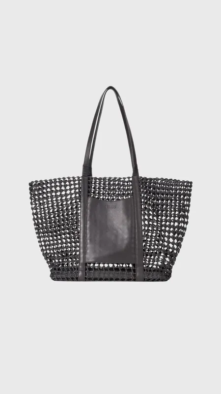 Staud Getaway Hand-Knotted Tote Bag in Espresso