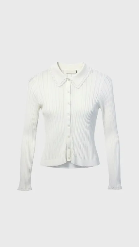 Ulla Johnson Lottie Collared Cardigan in Cowrie