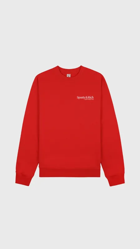 Sporty & Rich Modern Crewneck in Ruby/White