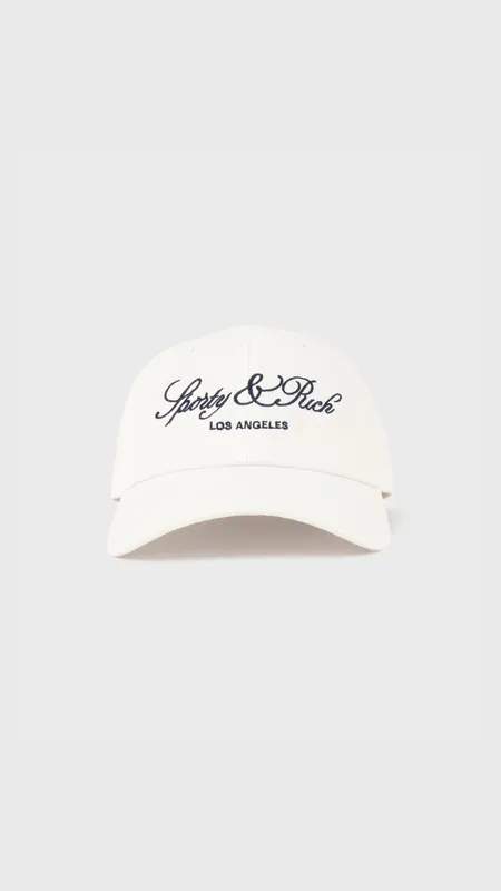 Sporty & Rich Vendome LA Hat in Ecru/Navy