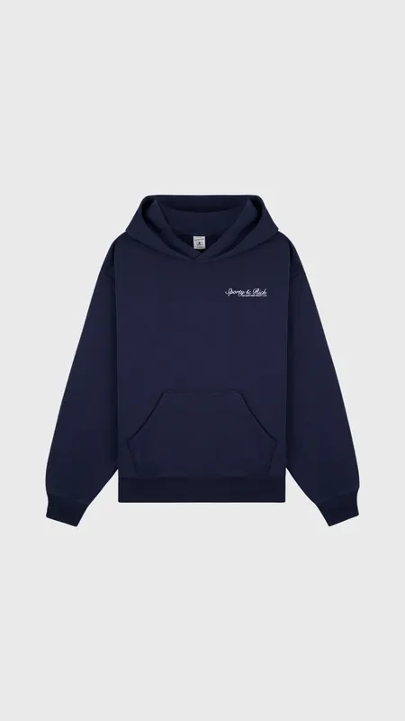 Sporty & Rich Syracuse Embroidered Hoodie in Dark Navy