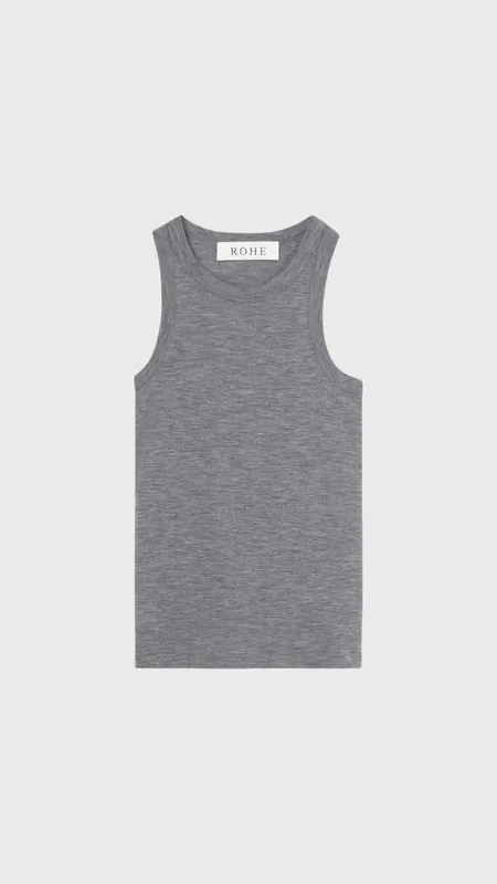 Rohe Racerback Merino Jersey Tank in Grey Melange