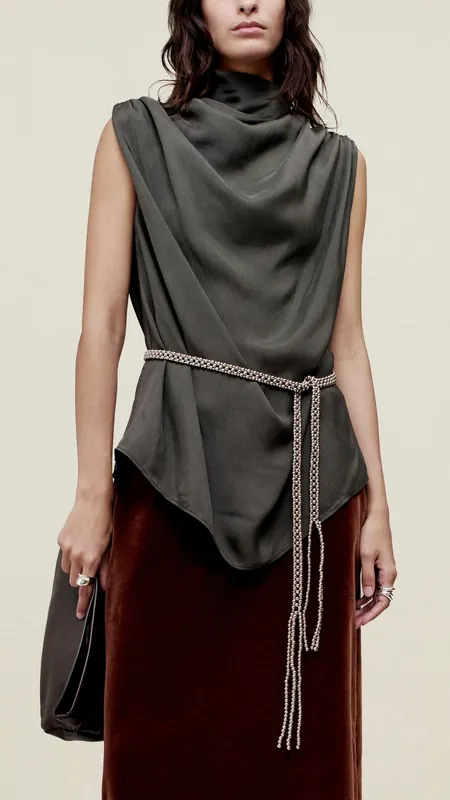 Kallmeyer Penny Draped Top in Chrome