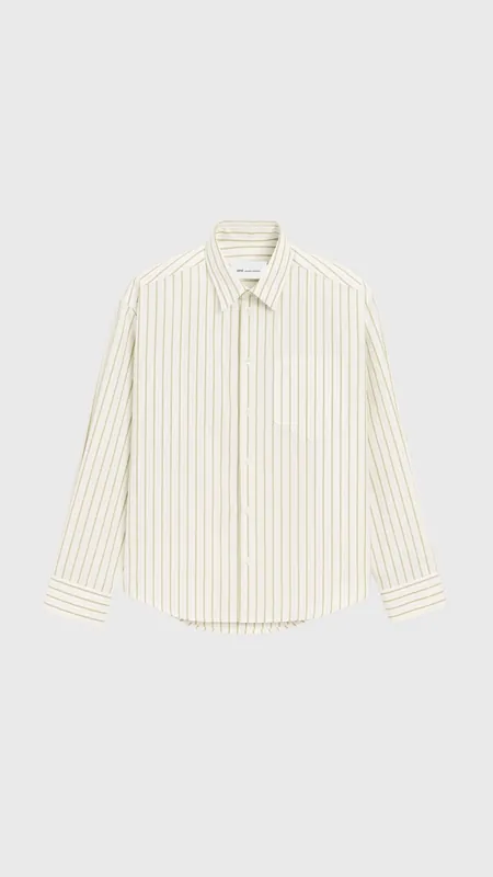 AMI Embossed Ami de Coeur Shirt in White/Matcha