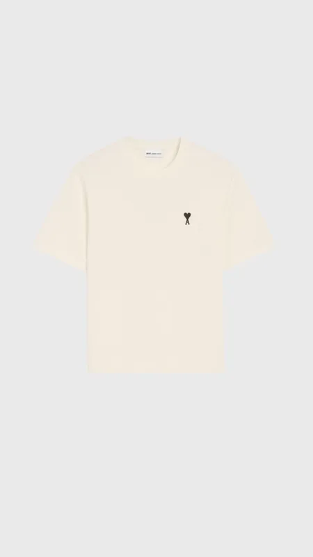 Ami Short Sleeve Cotton Place Des Victoires Print T-shirt in Cream