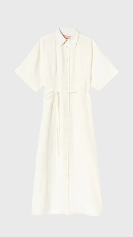 Plan C Linen Shirtdress in White