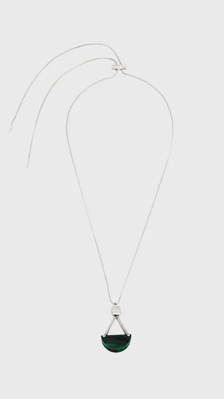 Plan C Malachite Pendant Coulis Necklace in Green/Silver