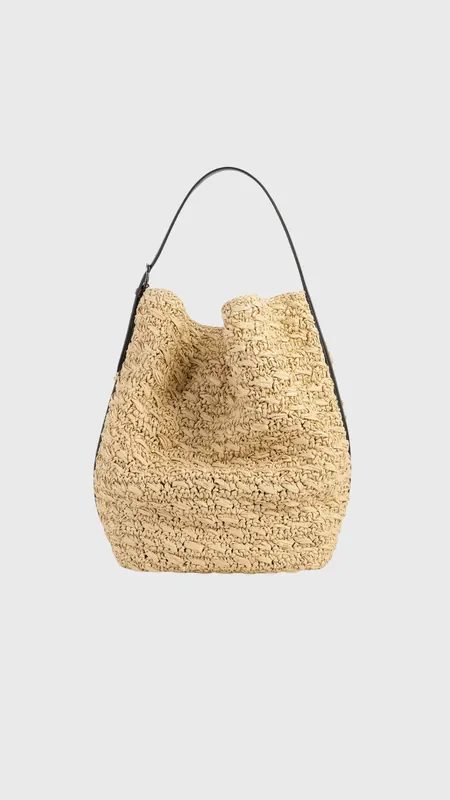 Toteme Belted Paper Raffia Tote Bag in Natural