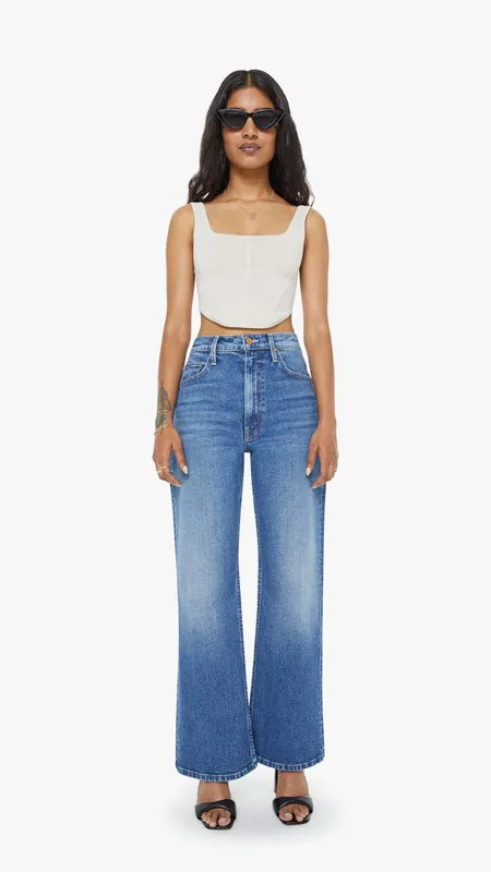 Mother Lil High Waisted Bookie Sneak Jean in Knick
