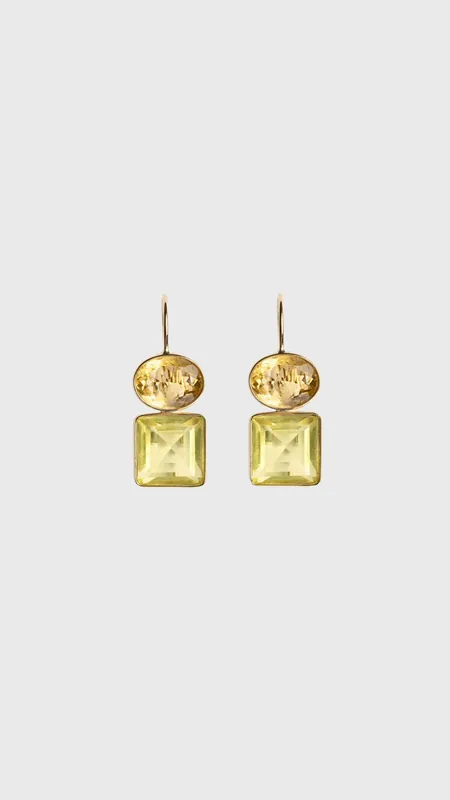 Lizzie Fortunato 14k Gold Duo Earrings in Citrine & Lemon