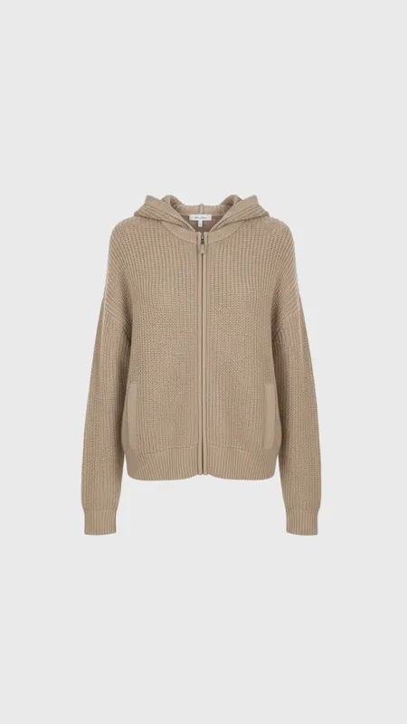Allude Hoodie Cardigan in Mushroom