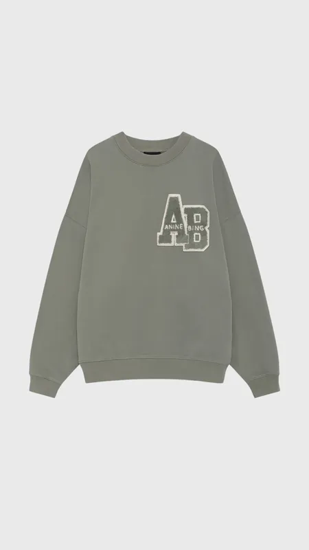 Anine Bing Miles Letterman Sweatshirt in Sage