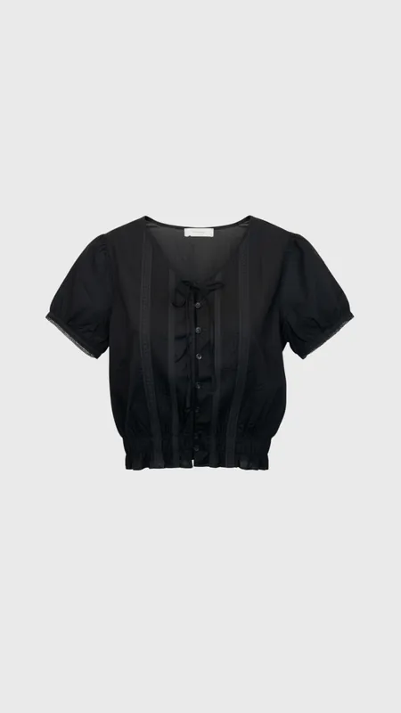 Faithfull Fiora Blouse in Fresco Lace Black