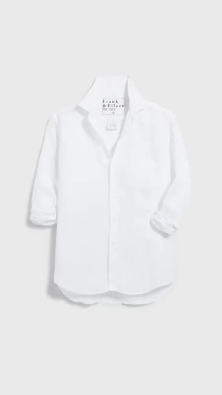 Frank & Eileen Eileen Relaxed Button Up Shirt in White Linen