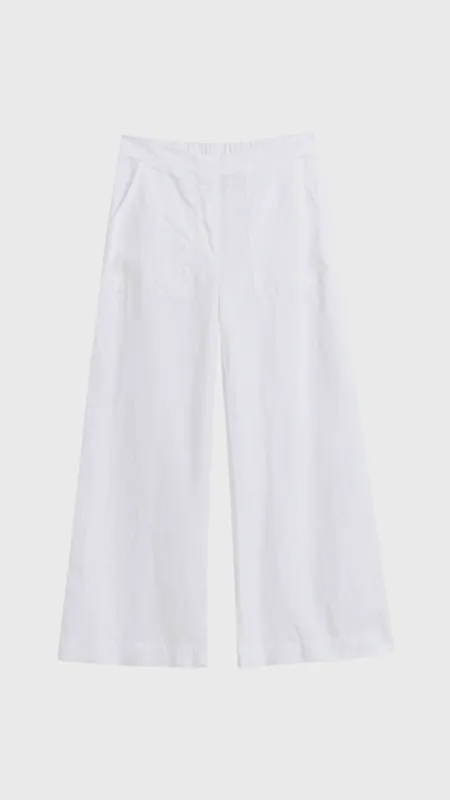 Frank & Eileen Madeline Patch Pocket Pant in White Linen