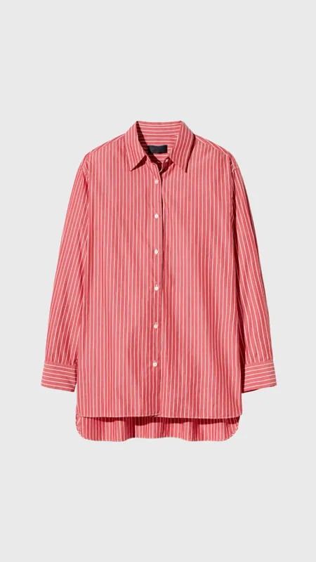 Nili Lotan Yorke Shirt in Red and White Stripe