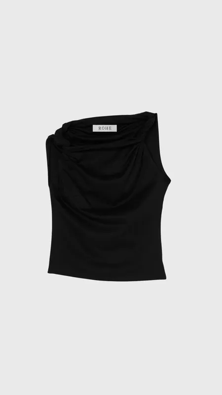 Róhe Sculptural Cotton Silk Top in Black - Rohe