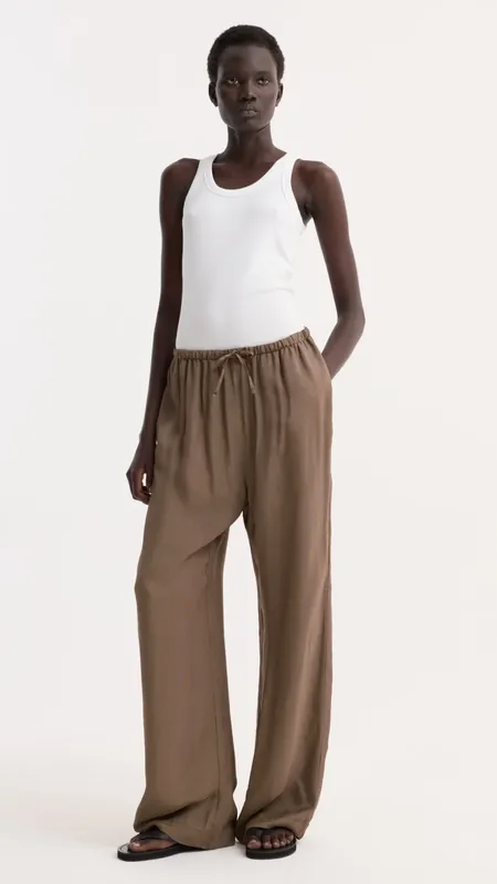 Róhe Fluid Pajama Trouser in Brown Check - Rohe
