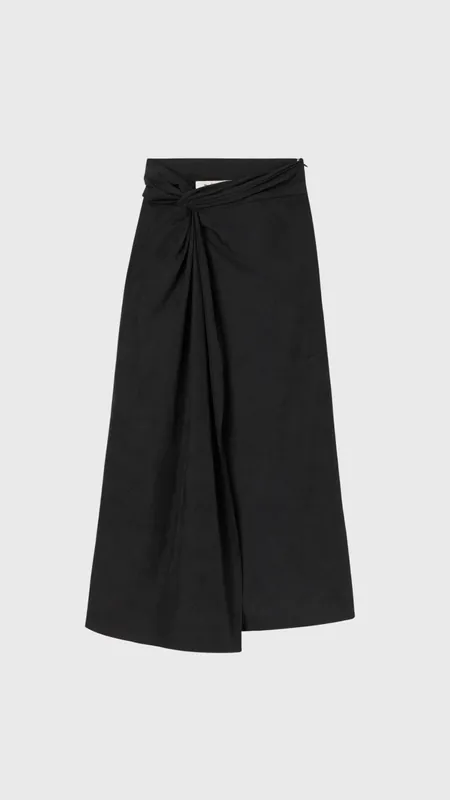 Róhe Sarong Textured Skirt in Black - Rohe
