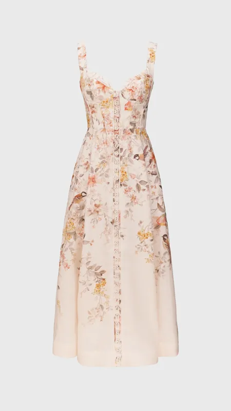 Zimmermann Luna Buttoned Picnic Dress in Cream Songbird