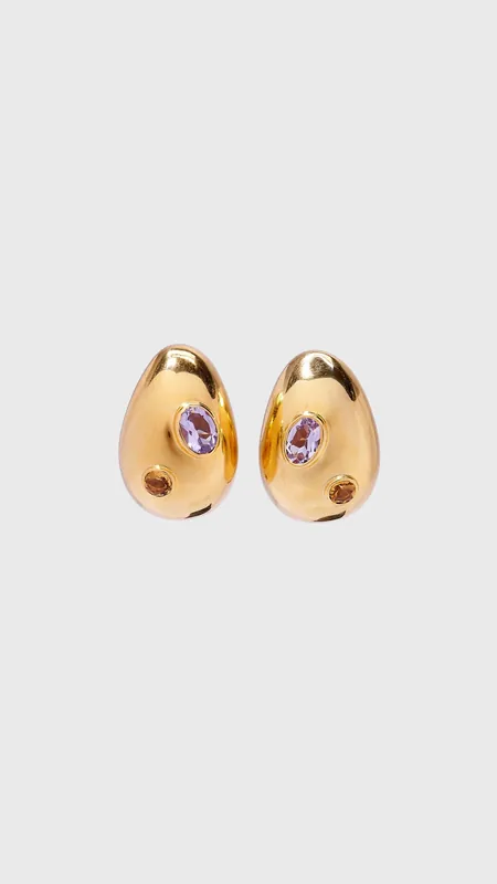 Lizzie Fortunato Mini Arp Earrings in Studded Gold