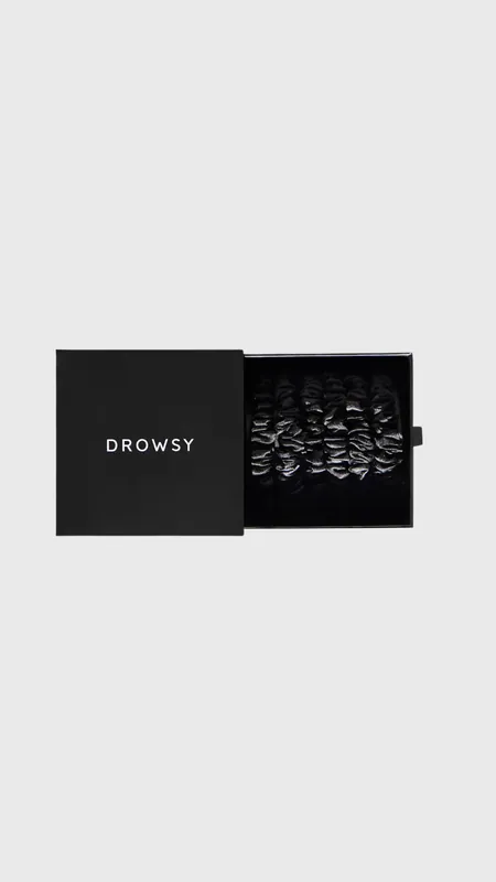 Drowsy Skinny Scrunchie Set in Black Jade