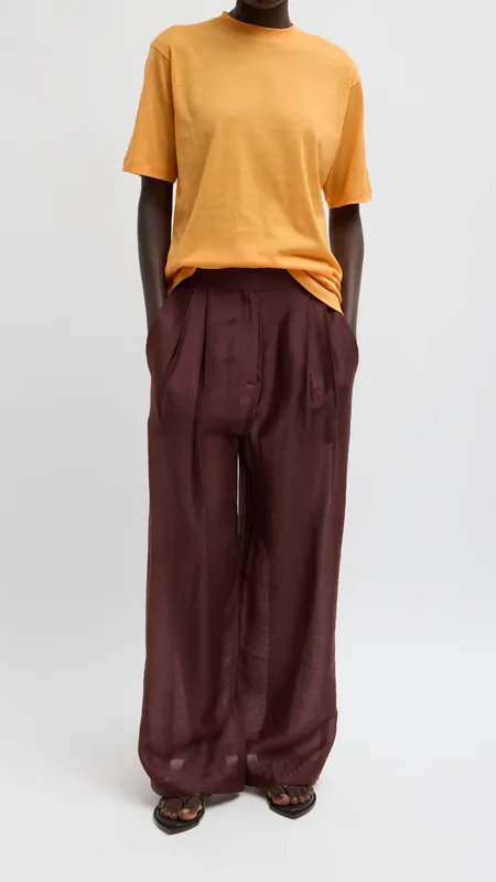 Tibi Summer Voile Stella Pant in Russett Brown