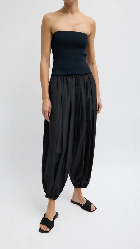 Tibi Summer Nylon Zeppelin Pant in Black