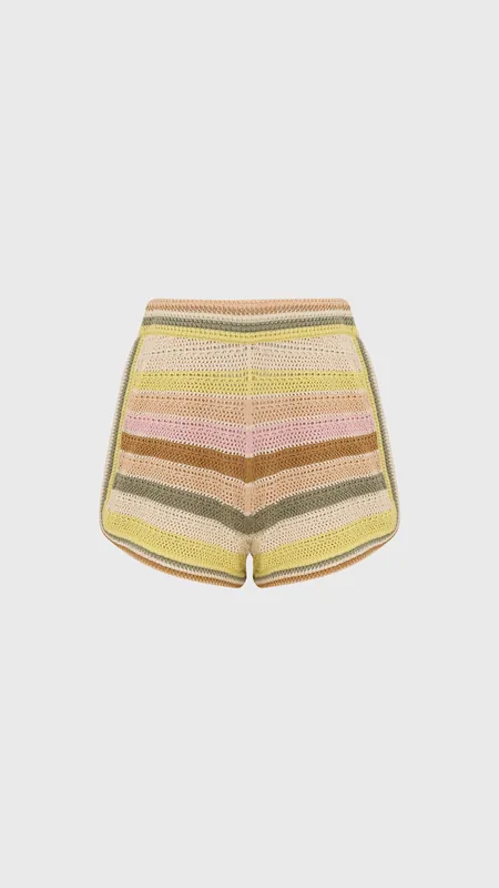 Zimmermann Indra Stripe Crochet Short in Multi