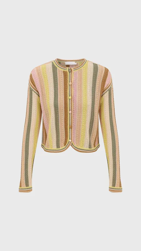 Zimmermann Indra Stripe Crochet Cardigan in Multi