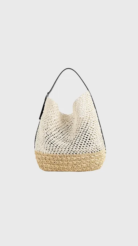 Toteme Belted Paper Tote Bag in Ecru/Vanilla