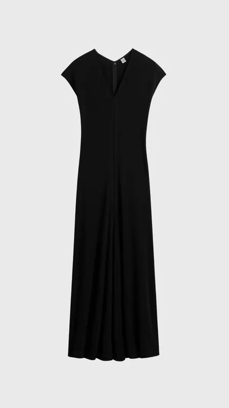 Toteme V-Neck Jersey Dress in Black