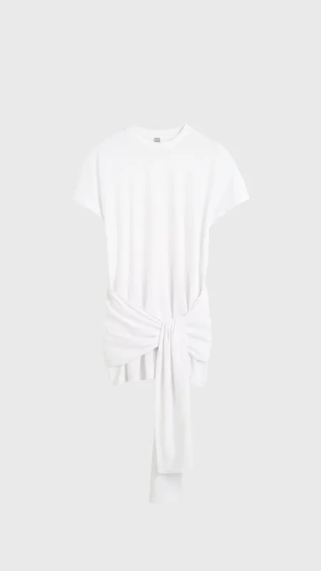 Toteme Tie Waist Jersey Top in White