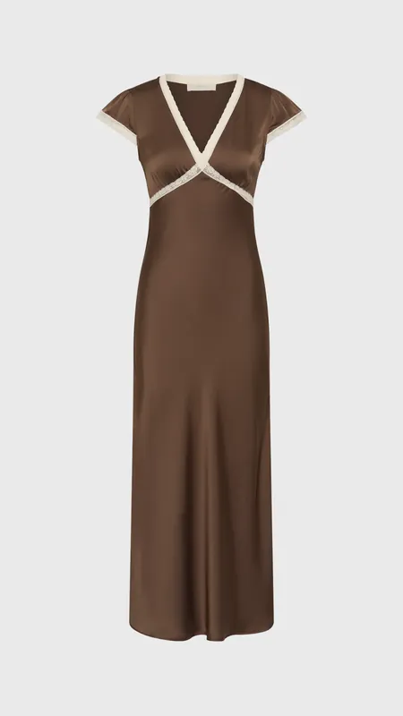 Faithfull Elvira Midi Dress in Chocolate Lace