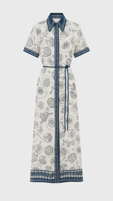 ALÉMAIS Lucky Shirtdress in Ivory - Alemais