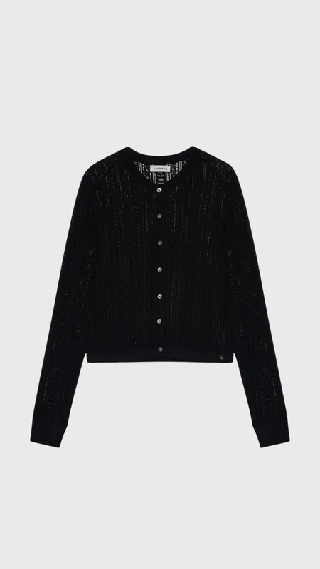 Anine Bing Moni Crop Cardigan in Black