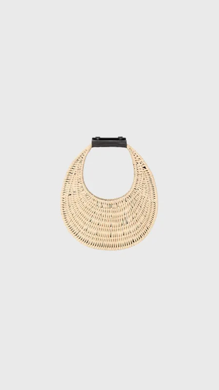 Staud Good Night Moon Wicker Bag in Natural
