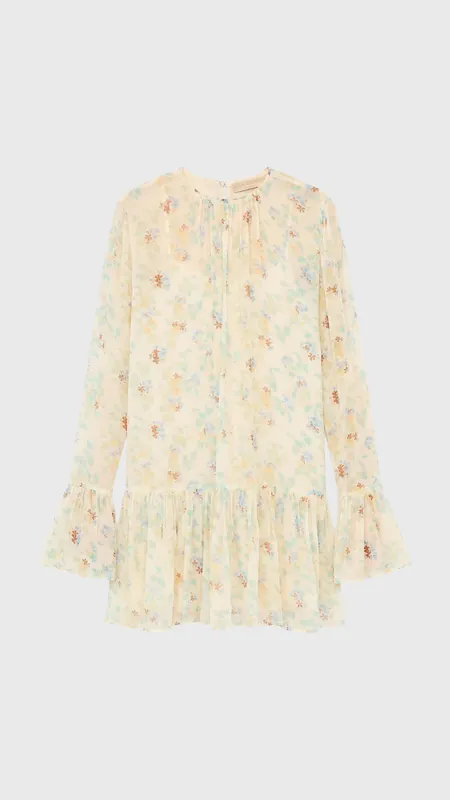 Ulla Johnson Emmeline Silk Mini Dress in Moon Petal