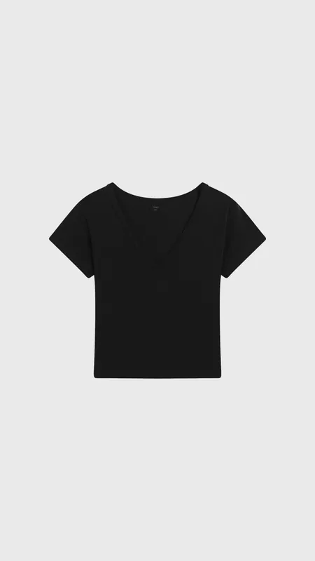 Leset The Margo V-Neck Tee in Black
