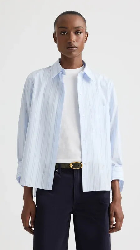 TWP Boyfriend Shirt in Blue/Midnight