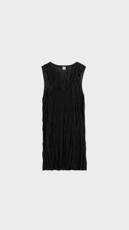 Toteme Crinkled Knit Tank in Black