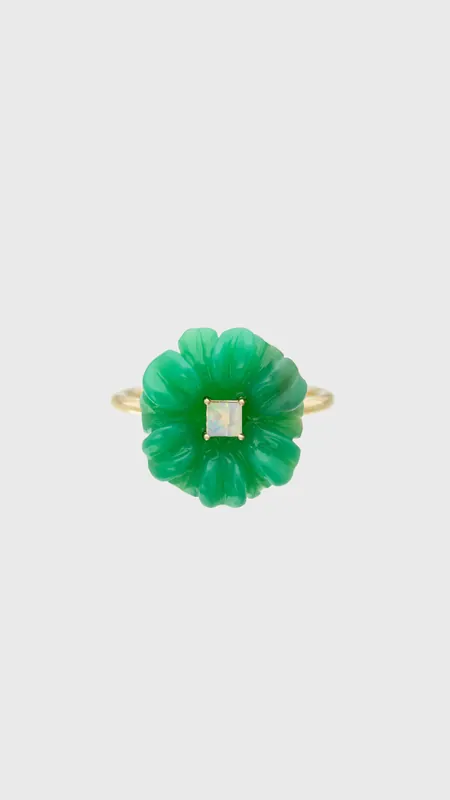 Aliita Blossom Carre Chrysoprase + Opal Ring