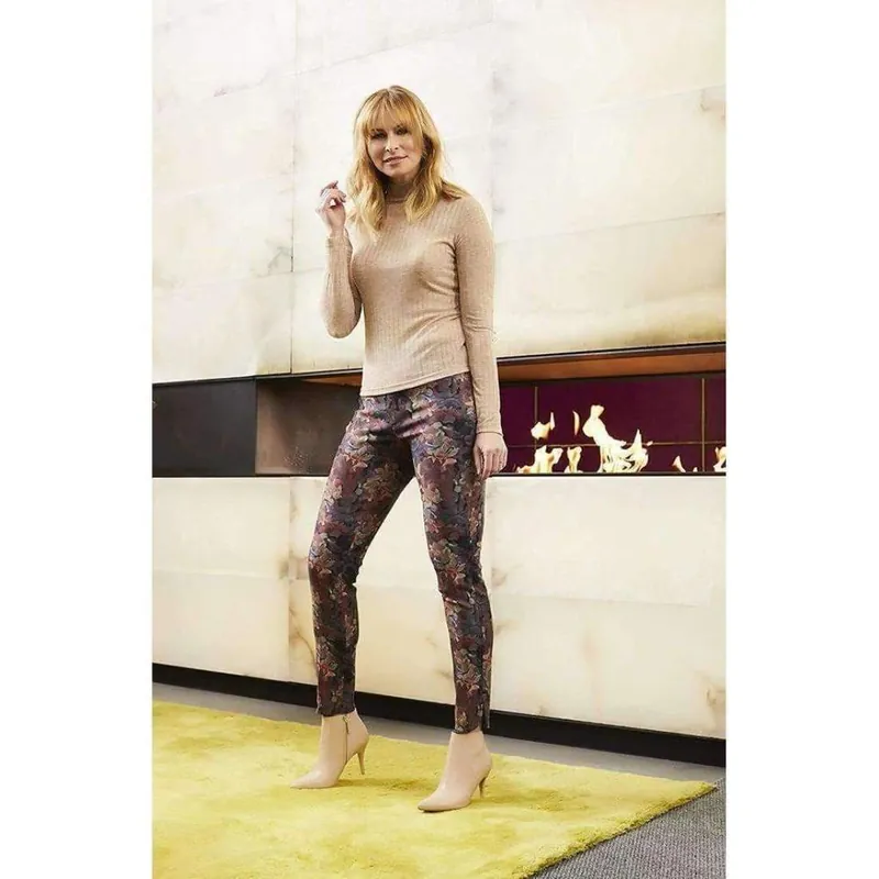 UP! Petal Slit Ankle Pants Flatten and Flatter Style 66494 Fall Leaves
