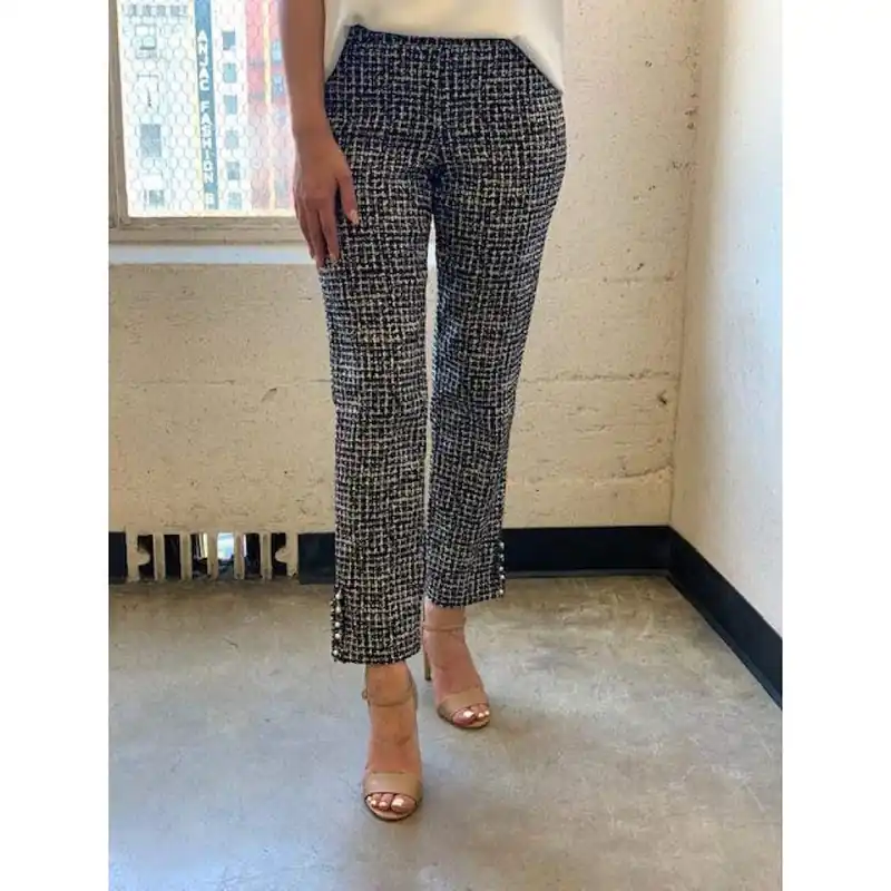 UP! Pants Slim Ankle Pants Flatten and Flatter Style 66576 Techno Chanel Color Black/White