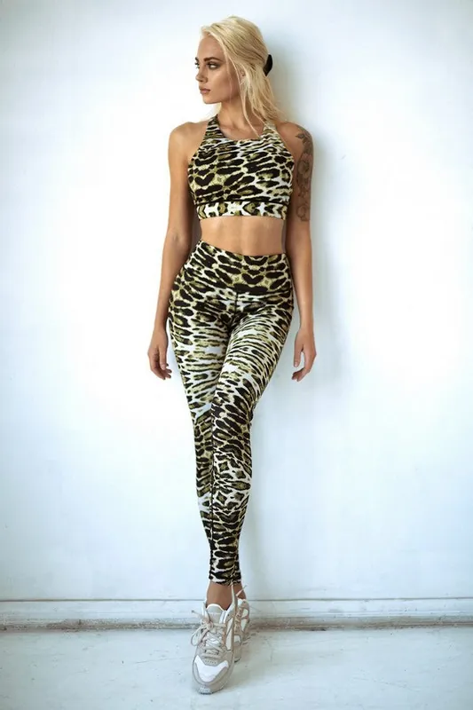 Yelete Women's Active Feline Leopard Workout Leggings