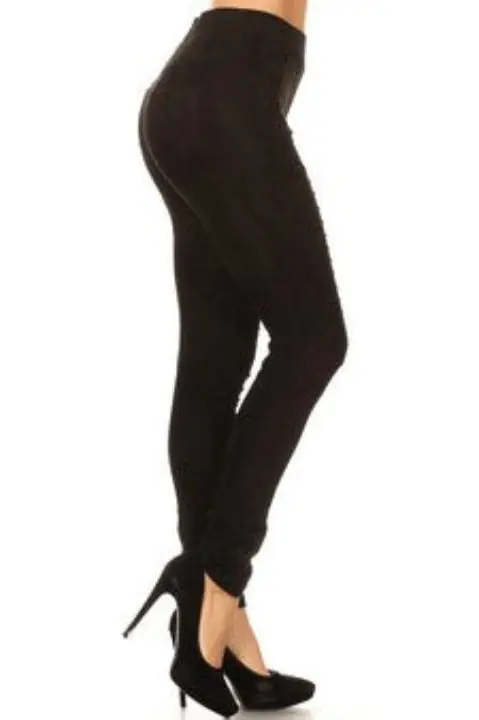 Yelete Women's Faux Suede Moto Skinny Pants