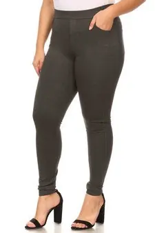 Yelete Ladies' Four Pocket Ponte Pant Color Charcoal Plus Size