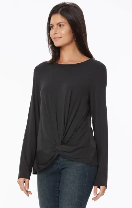 NYDJ Ladies' Long Sleeve Twist Knot Top Jet Black